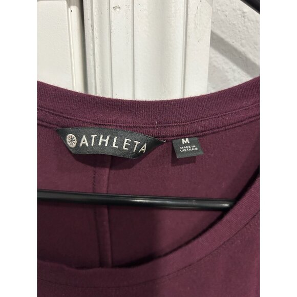 Athleta Womens Burgundy Long-Sleeve Relaxed Fit Top Sz Medium - Picture 5 of 8